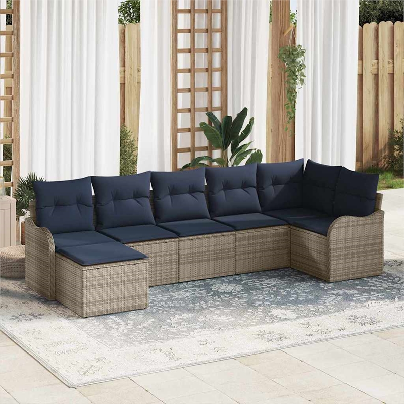 vidaXL Poly Rattan Sofa Set in Gray