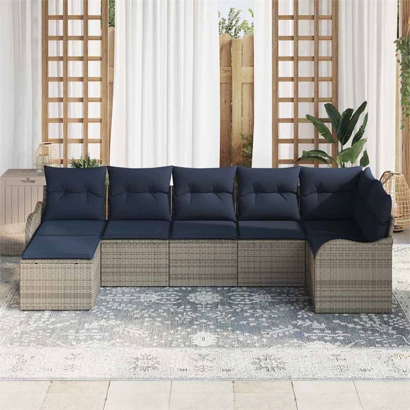 vidaXL Poly Rattan Sofa Set in Gray
