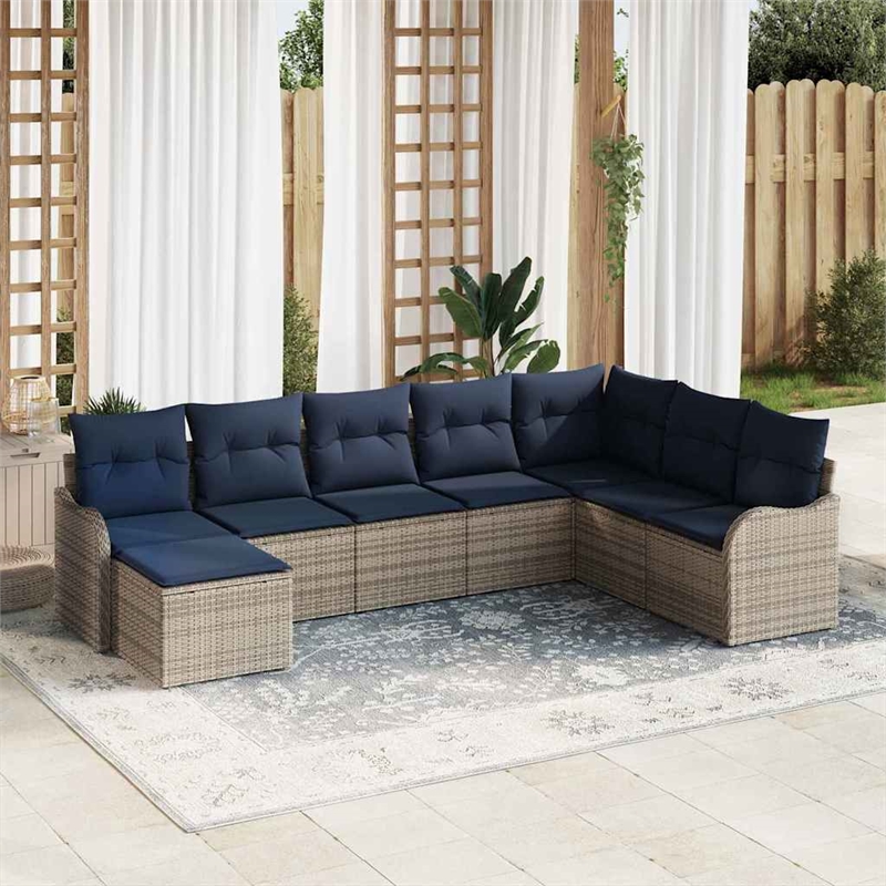 vidaXL Poly Rattan Sofa Set in Gray
