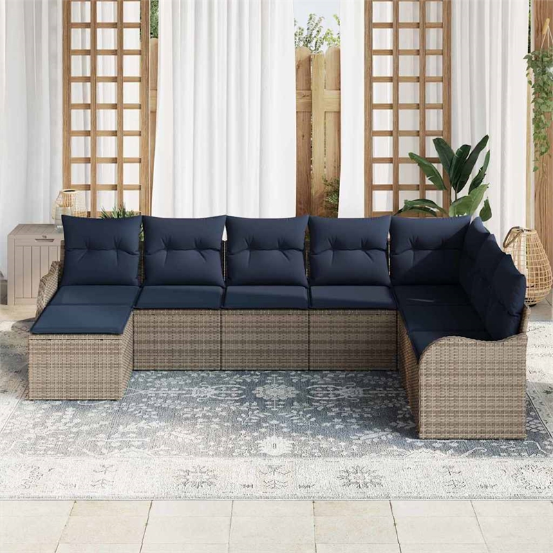 vidaXL Poly Rattan Sofa Set in Gray