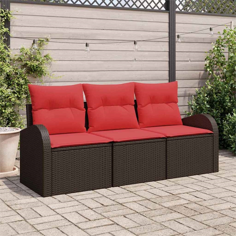 vidaXL Poly Rattan Sofa Set in Brown