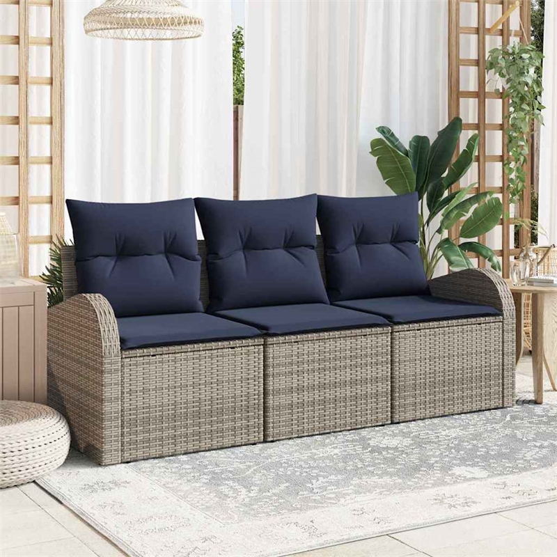 vidaXL Poly Rattan Sofa Set in Gray