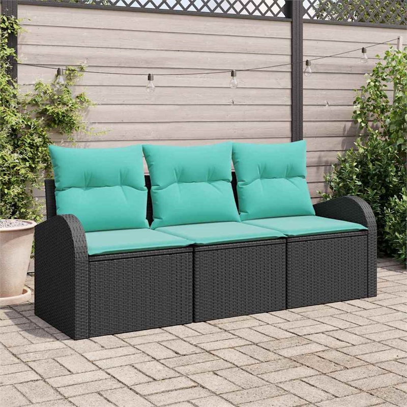 vidaXL Poly Rattan Sofa Set in Black