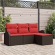 vidaXL Poly Rattan Sofa Set in Brown
