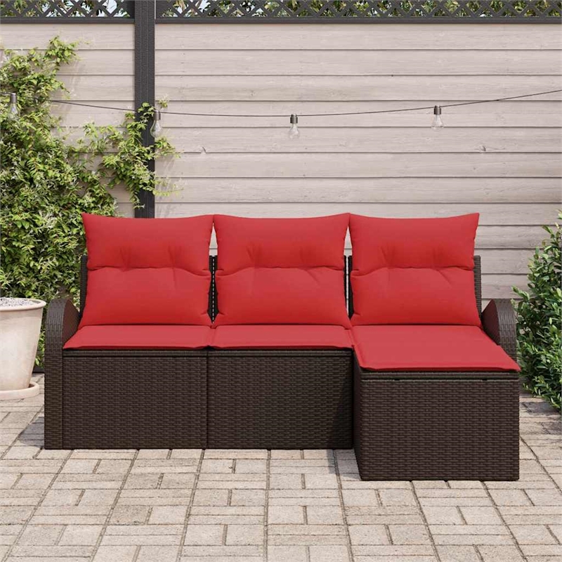 vidaXL Poly Rattan Sofa Set in Brown