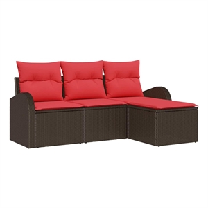 vidaXL Poly Rattan Sofa Set in Brown