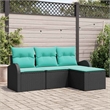 vidaXL Poly Rattan Sofa Set in Black