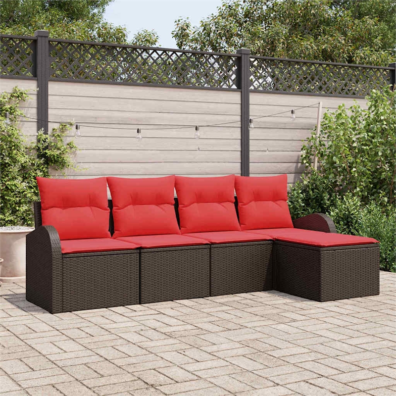 vidaXL Poly Rattan Sofa Set in Brown
