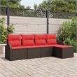 vidaXL Poly Rattan Sofa Set in Brown