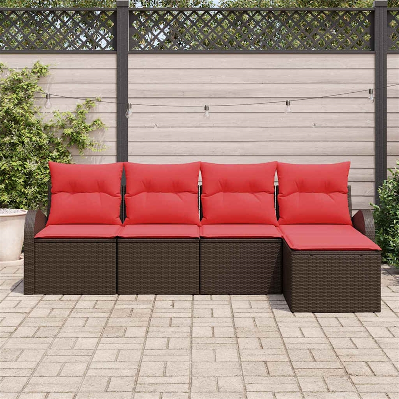 vidaXL Poly Rattan Sofa Set in Brown