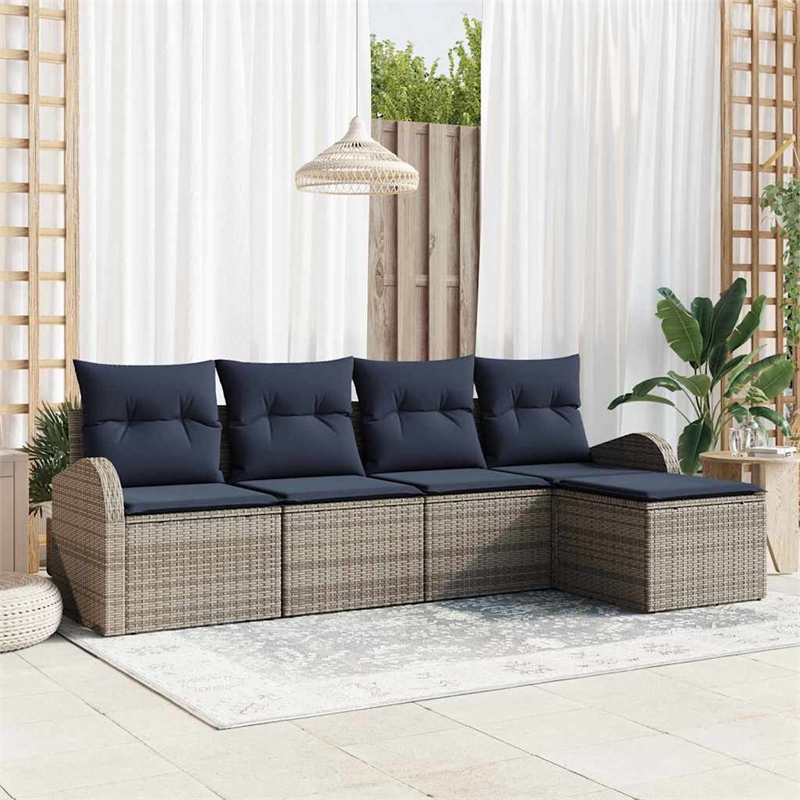 vidaXL Poly Rattan Sofa Set in Gray
