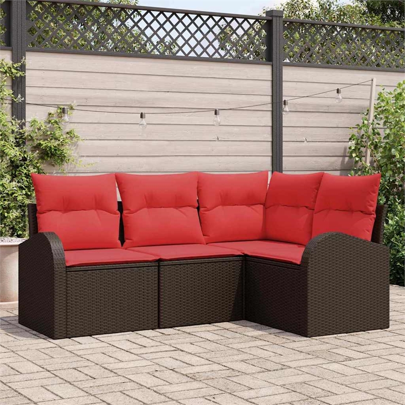 vidaXL Poly Rattan Sofa Set in Brown