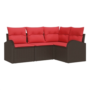 vidaXL Poly Rattan Sofa Set in Brown
