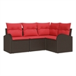 vidaXL Poly Rattan Sofa Set in Brown