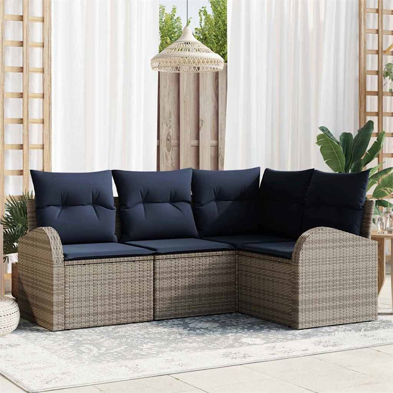 vidaXL Poly Rattan Sofa Set in Gray