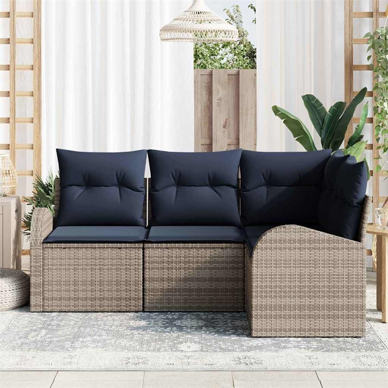 vidaXL Poly Rattan Sofa Set in Gray