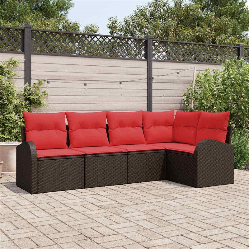 vidaXL Poly Rattan Sofa Set in Brown
