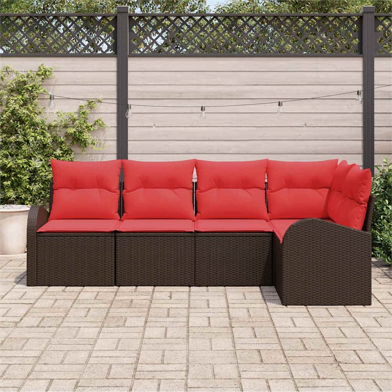 vidaXL Poly Rattan Sofa Set in Brown