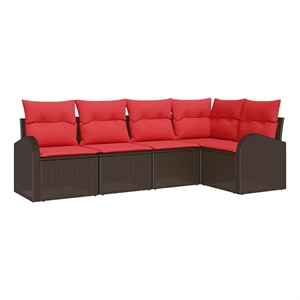 vidaXL Poly Rattan Sofa Set in Brown