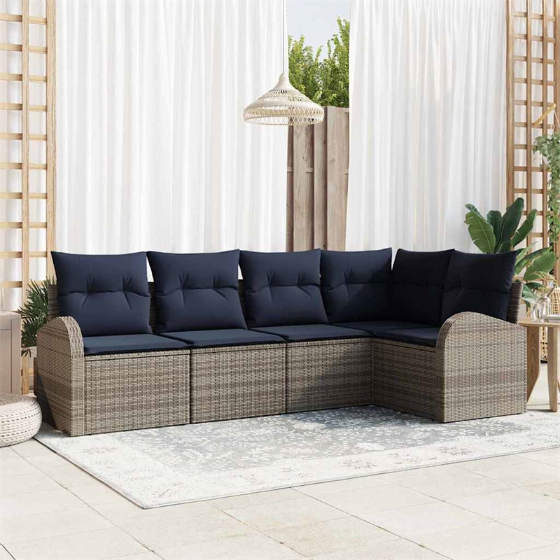 vidaXL Poly Rattan Sofa Set in Gray