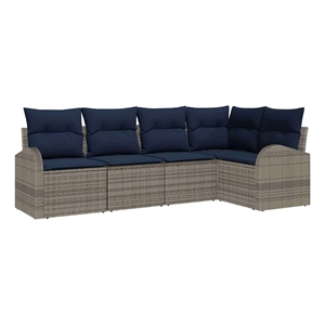 vidaXL Poly Rattan Sofa Set in Gray