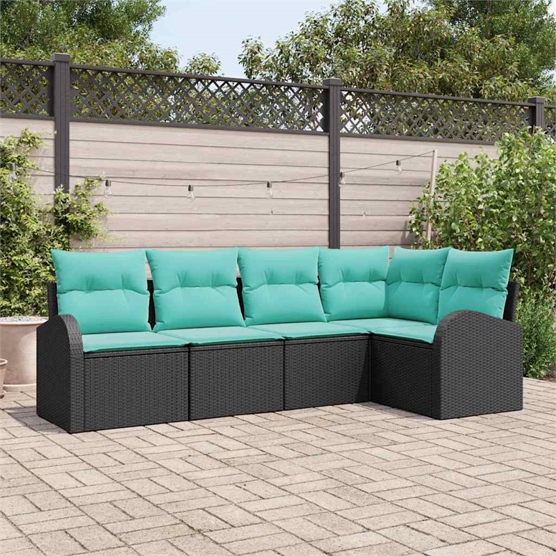 vidaXL Poly Rattan Sofa Set in Black