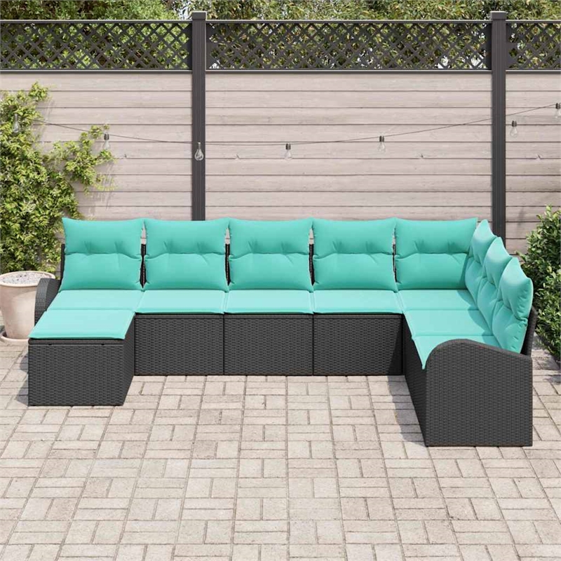 vidaXL Poly Rattan Sofa Set in Black