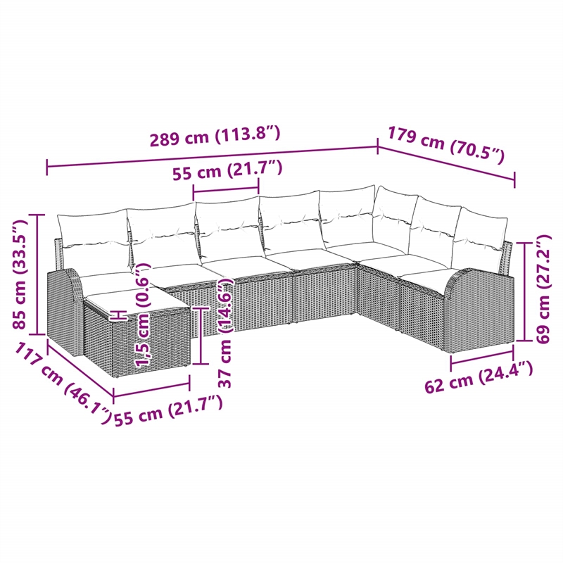 vidaXL Poly Rattan Sofa Set in Black