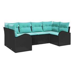 vidaXL Poly Rattan Sofa Set with Cushions in Black