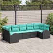 vidaXL Poly Rattan Sofa Set with Cushions in Black