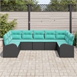 vidaXL Poly Rattan Sofa Set with Cushions in Black