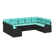 vidaXL Poly Rattan Sofa Set with Cushions in Black