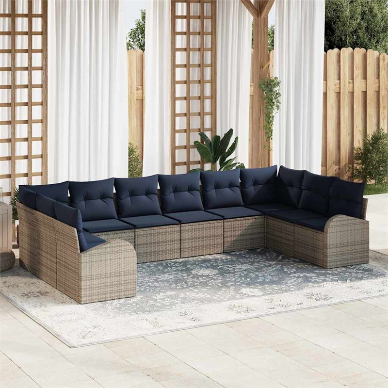 vidaXL Poly Rattan Sofa Set in Gray