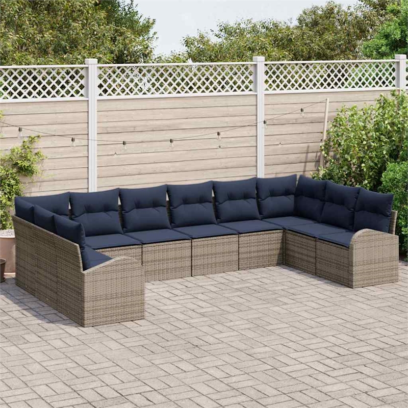 vidaXL Poly Rattan Sofa Set in Gray