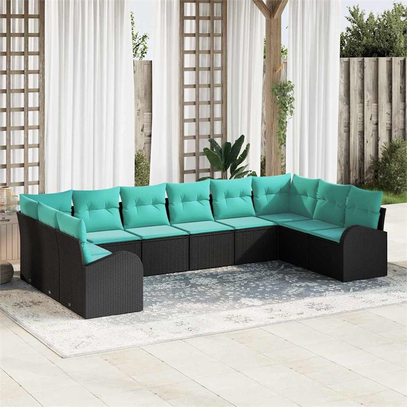 vidaXL Poly Rattan Sofa Set in Black