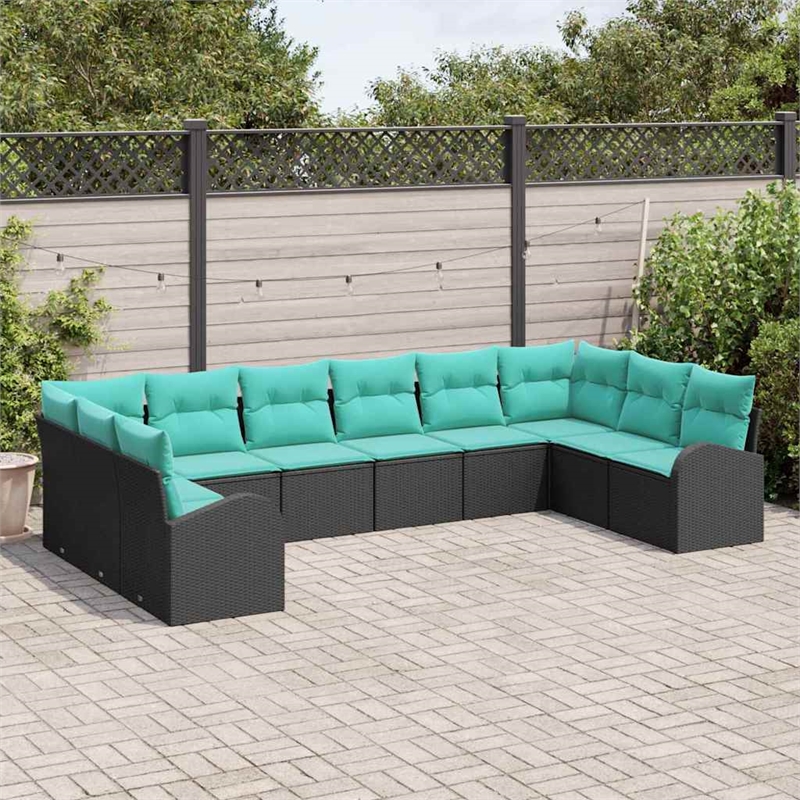 vidaXL Poly Rattan Sofa Set in Black