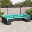 vidaXL Poly Rattan Sofa Set in Black
