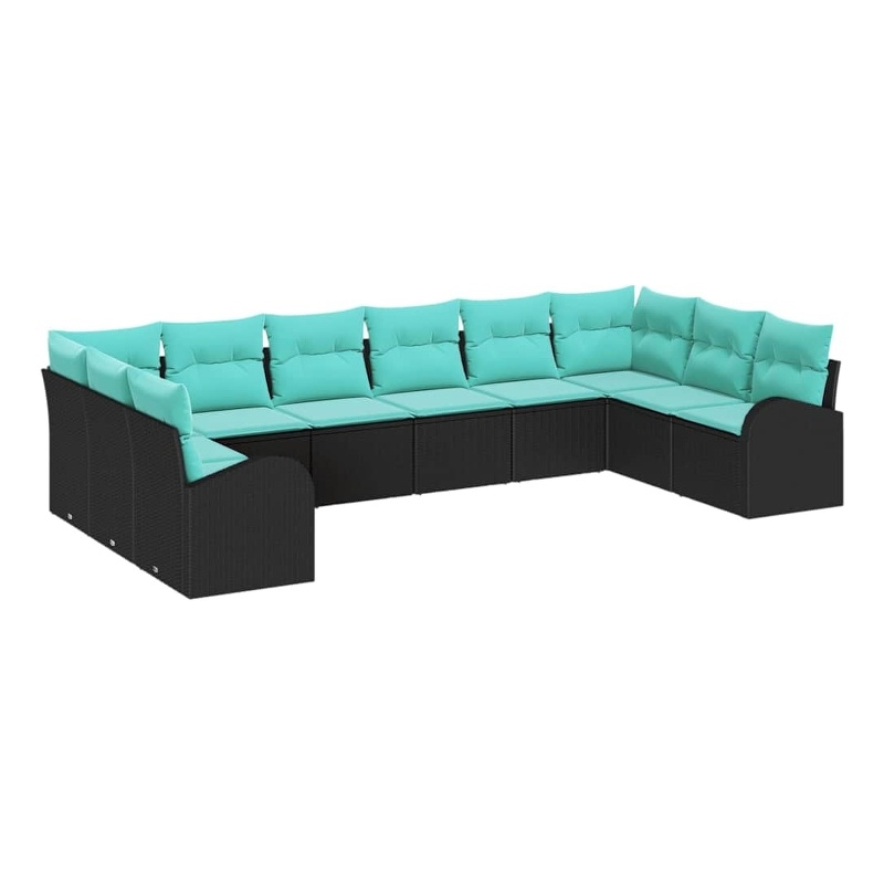 vidaXL Poly Rattan Sofa Set in Black