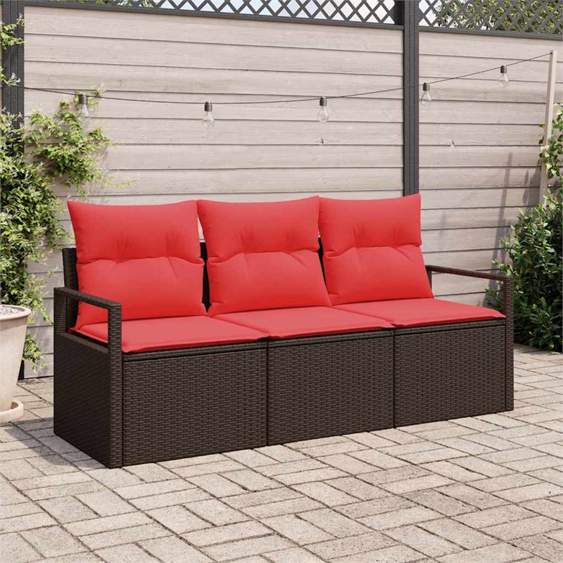 vidaXL Poly Rattan Sofa Set in Brown