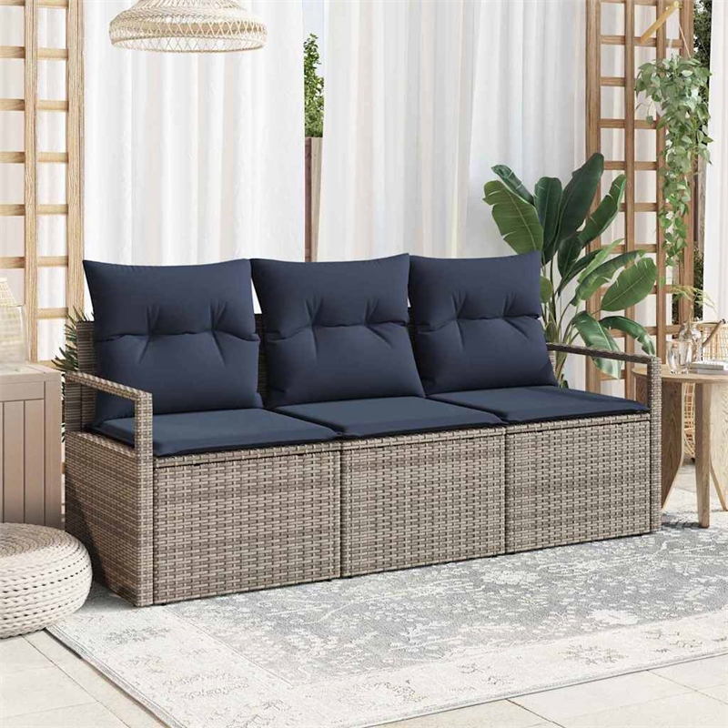 vidaXL Poly Rattan Sofa Set in Gray