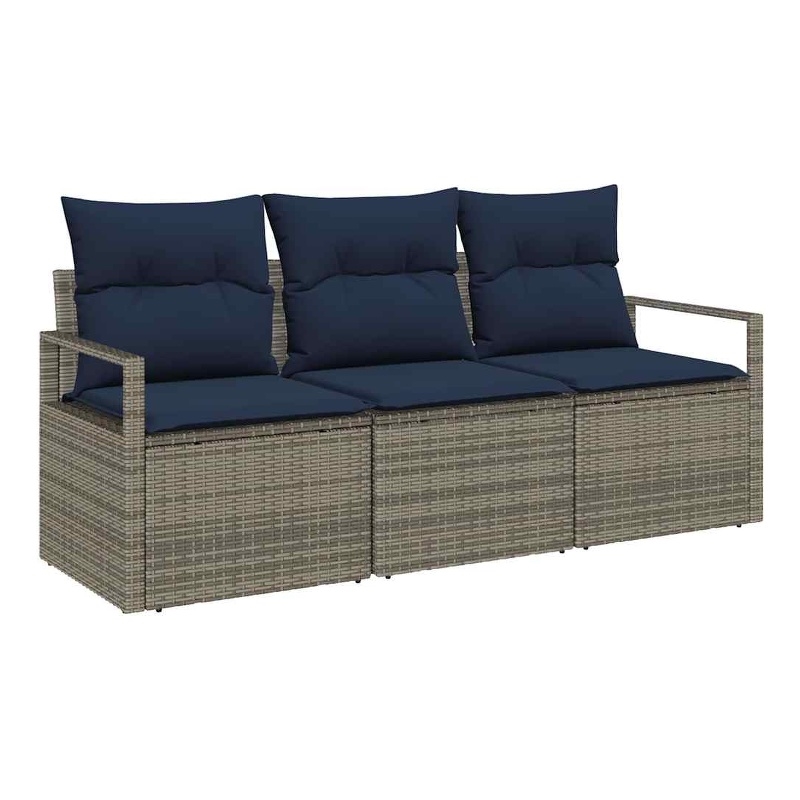 vidaXL Poly Rattan Sofa Set in Gray