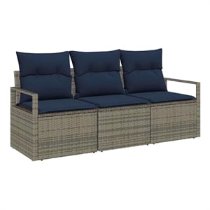 vidaXL Poly Rattan Sofa Set in Gray