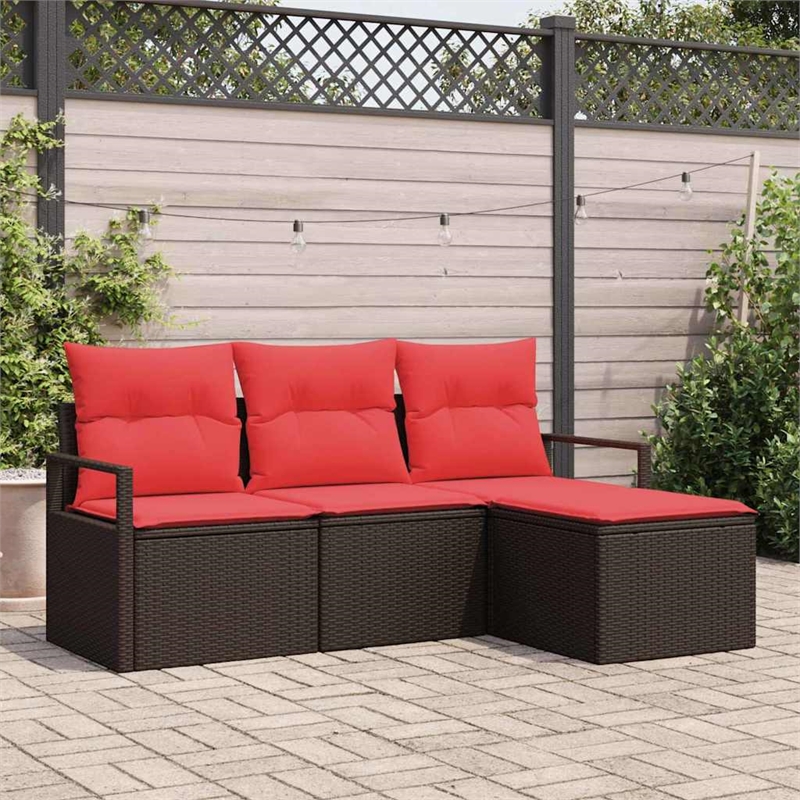 vidaXL Poly Rattan Sofa Set in Brown
