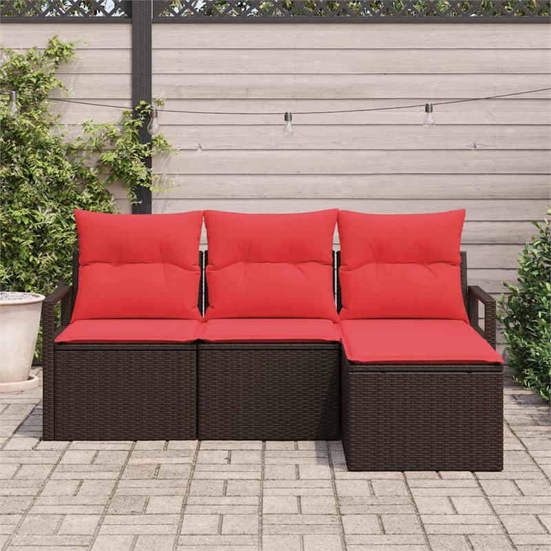 vidaXL Poly Rattan Sofa Set in Brown