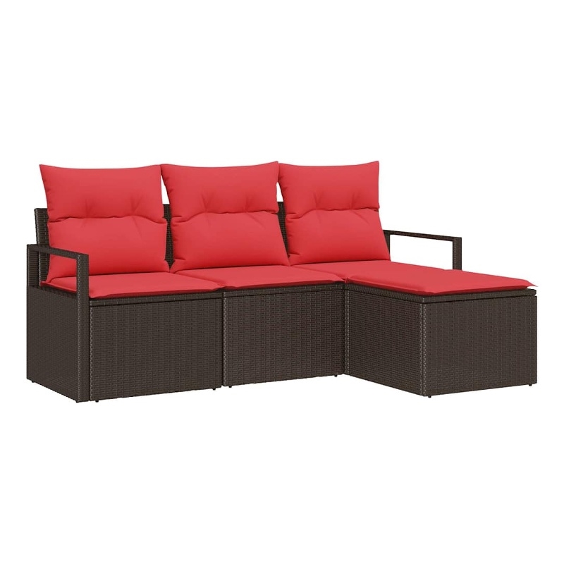 vidaXL Poly Rattan Sofa Set in Brown