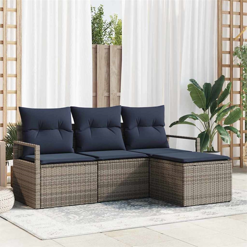 vidaXL Poly Rattan Sofa Set in Gray