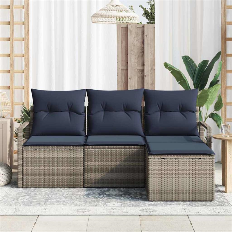 vidaXL Poly Rattan Sofa Set in Gray