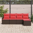 vidaXL Poly Rattan Sofa Set with Cushions in Brown