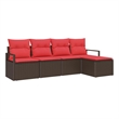vidaXL Poly Rattan Sofa Set with Cushions in Brown