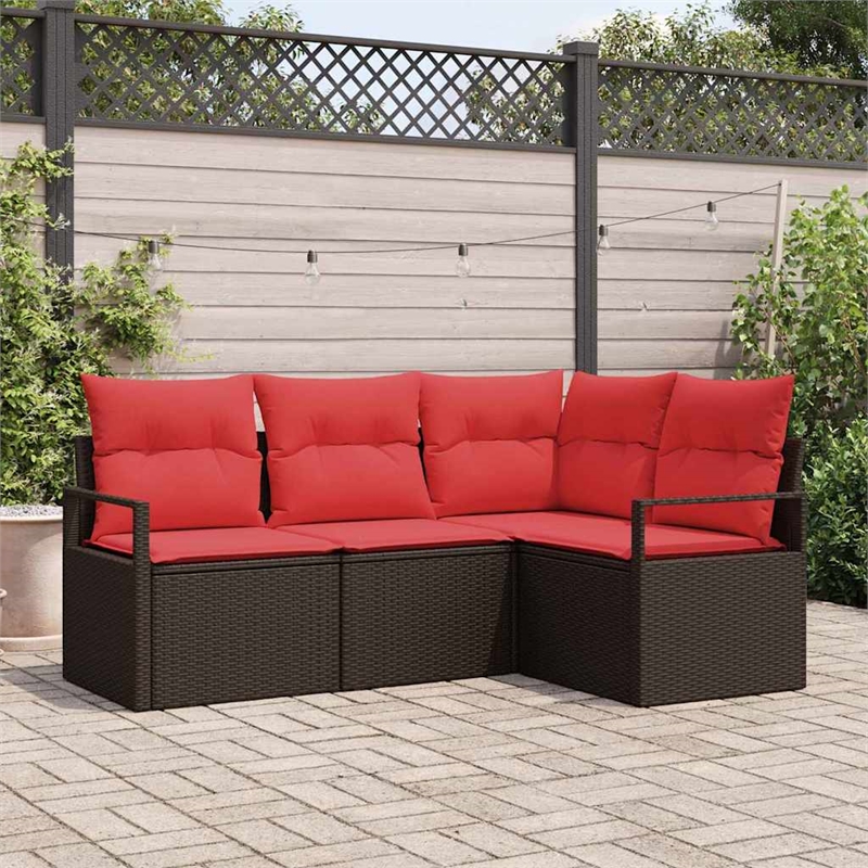 vidaXL Poly Rattan Sofa Set in Brown